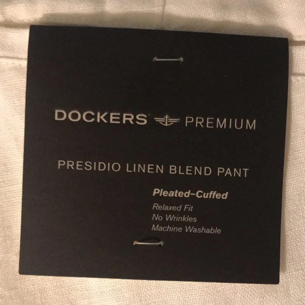 Dockers Premium Presidio Linen Blend White Pleated Cuffs Pants  33x32
